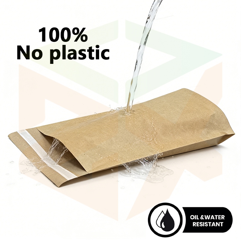 Zeal X lancia sacchetti di carta Kraft impermeabili personalizzati Imballaggi in carta pura biodegradabile senza plastica per marchi globali sostenibili