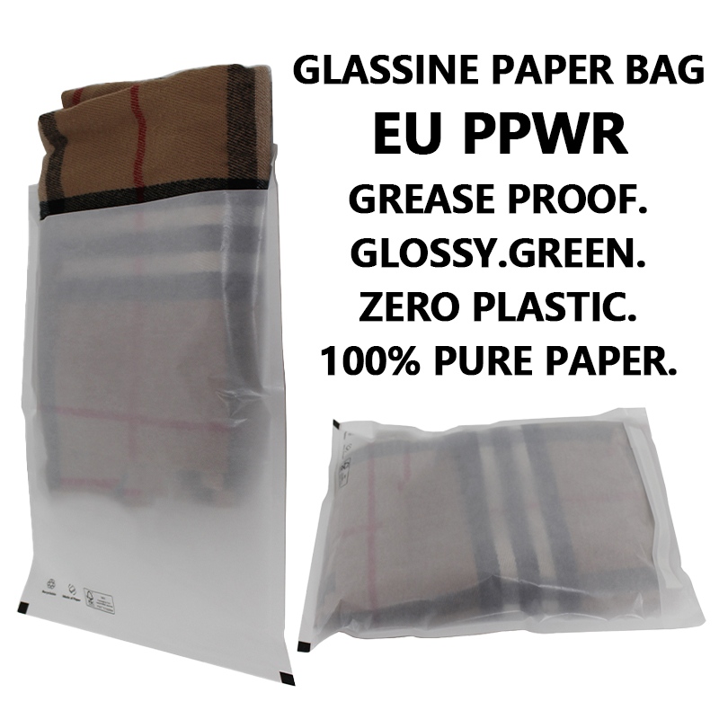 Pure paper glassine bag for sustainable packaging